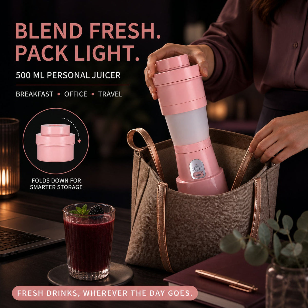 Portable Electric Juicer – 6 Blades 500ml Blender – view 12