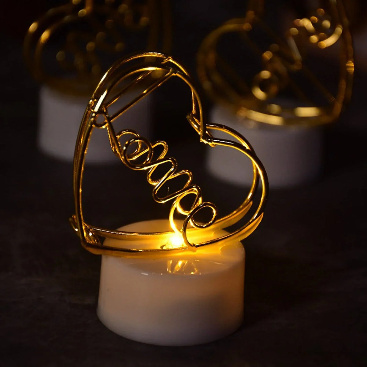 Valentine Gift Box – Heart Light, Chocolates & Golden Flower – detail view