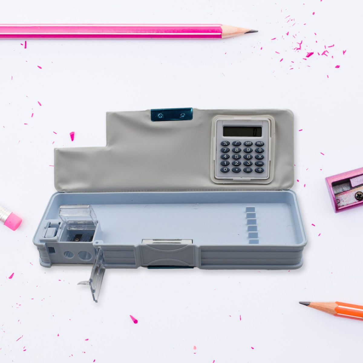 Magnetic Geometry Pencil Box – Dual Sharpener & Calculator – view 7