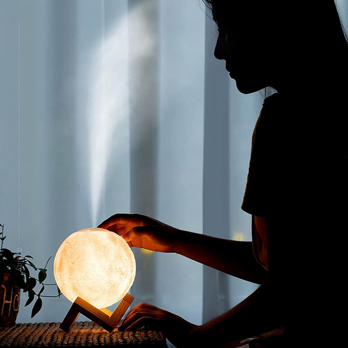 3D Moon Lamp Diffuser – LED Humidifier & Night Light