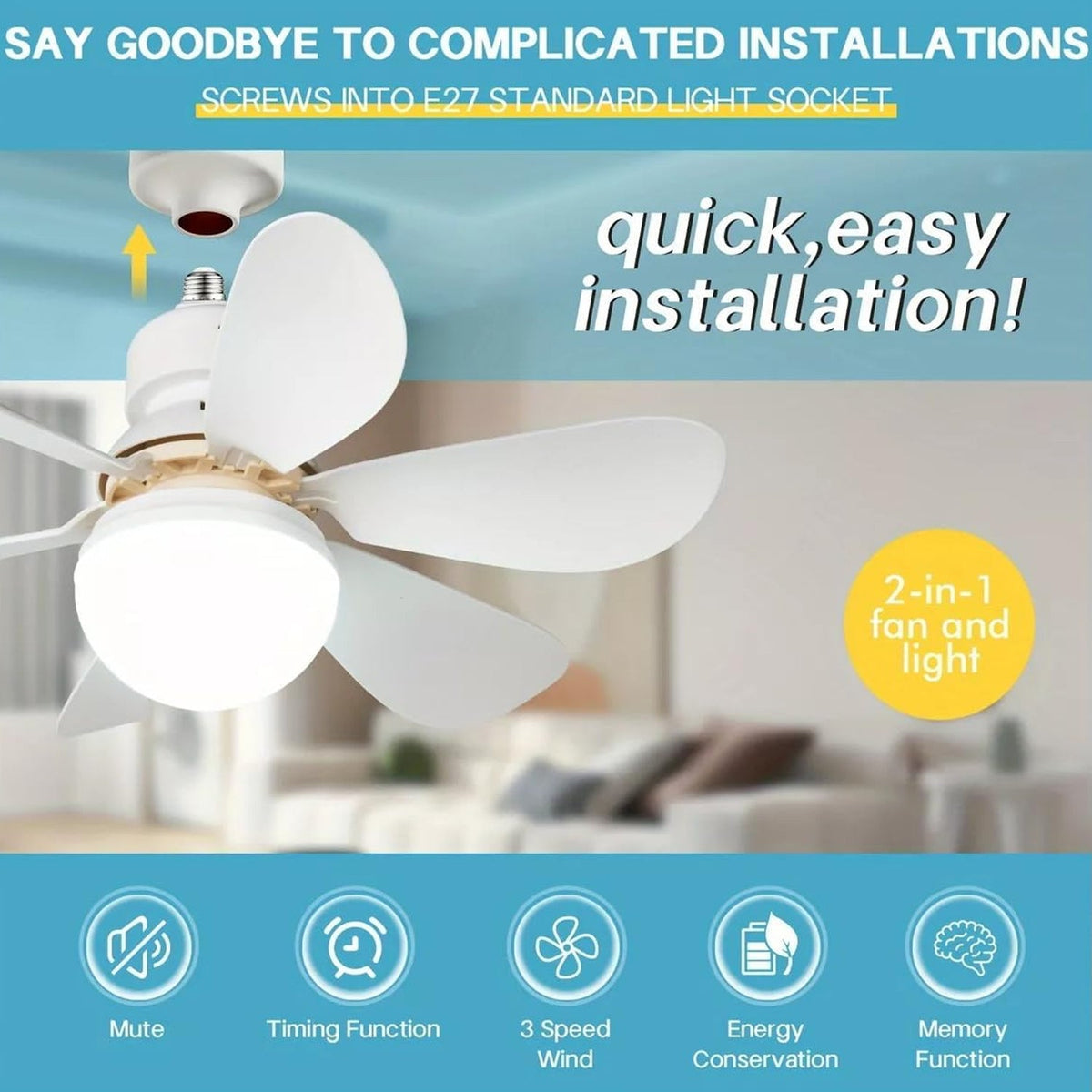 LED Ceiling Fan – Remote Control, Triple Light – view 10
