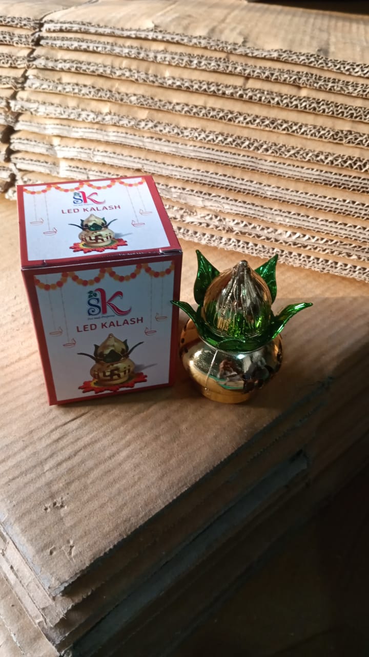 LED Kalash – Gold Plated, Multicolor Light for Pooja – view 8