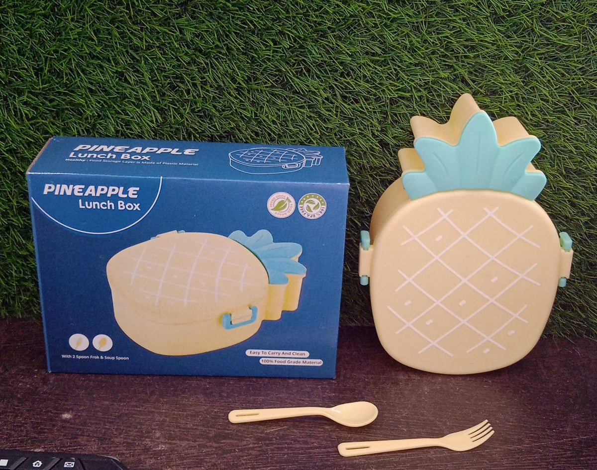 Kids Bento Lunch Box – Pineapple Design with Fork & Spoon – view 10