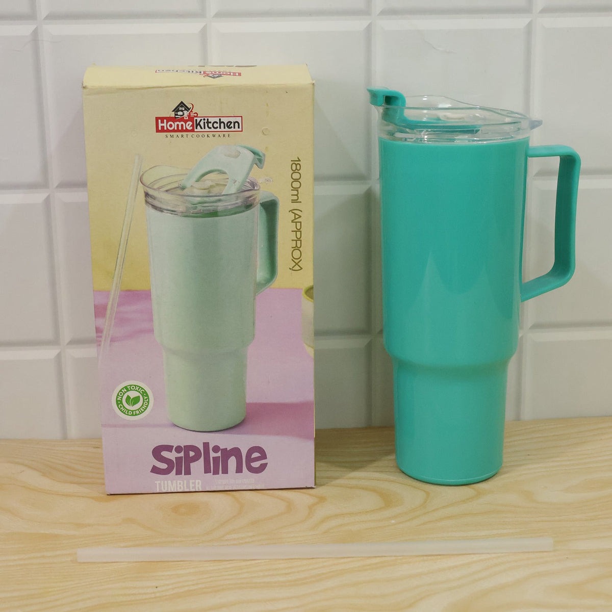 Office Desk Tumbler 1800 ml with Handle and Straw Lid – view 9