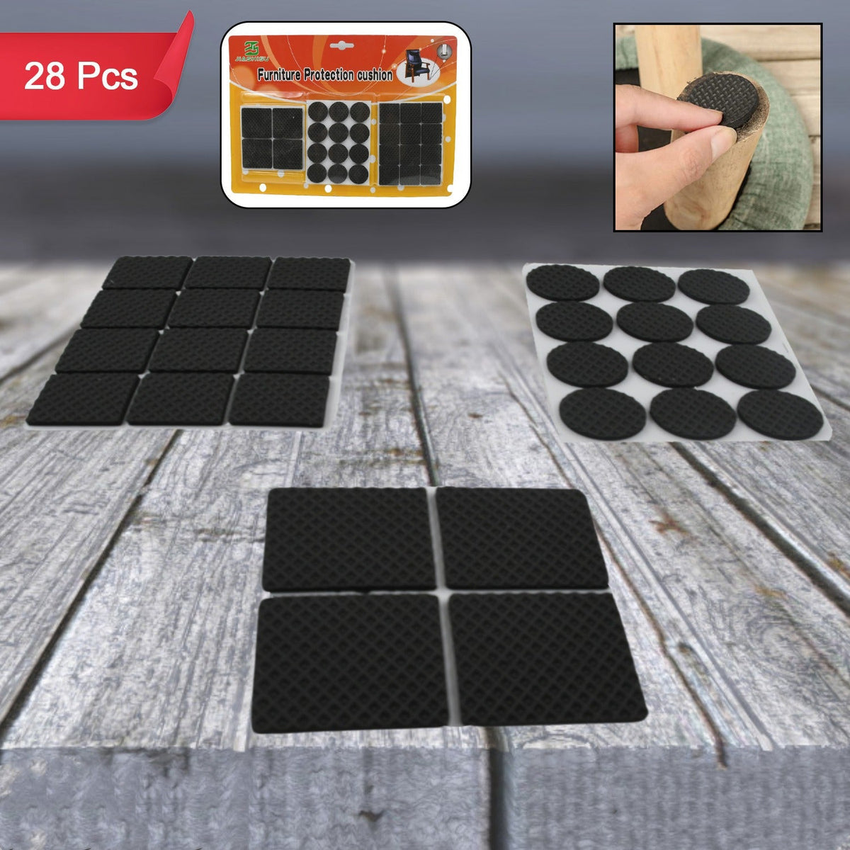 Rubber Furniture Pads – Self-Adhesive Floor Protectors – detail view