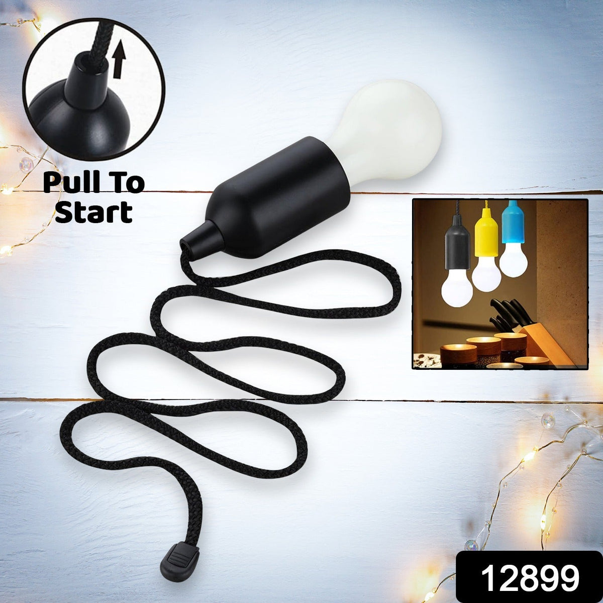LED Pull Cord Light – Portable Battery Bulb – side view