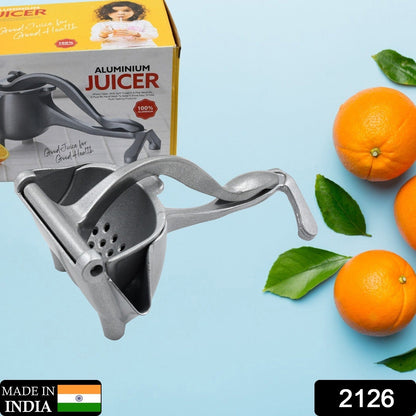 Manual Fruit Juicer – Heavy Duty Aluminium Press – side view