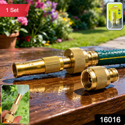 Heavy Duty Brass Garden Hose Nozzle – Adjustable Water – side view