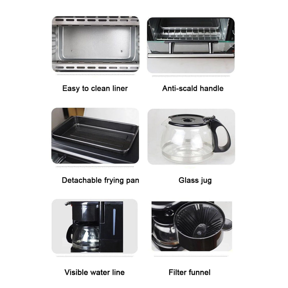 3-in-1 Breakfast Maker – Toaster Oven, Grill & Coffee – view 10