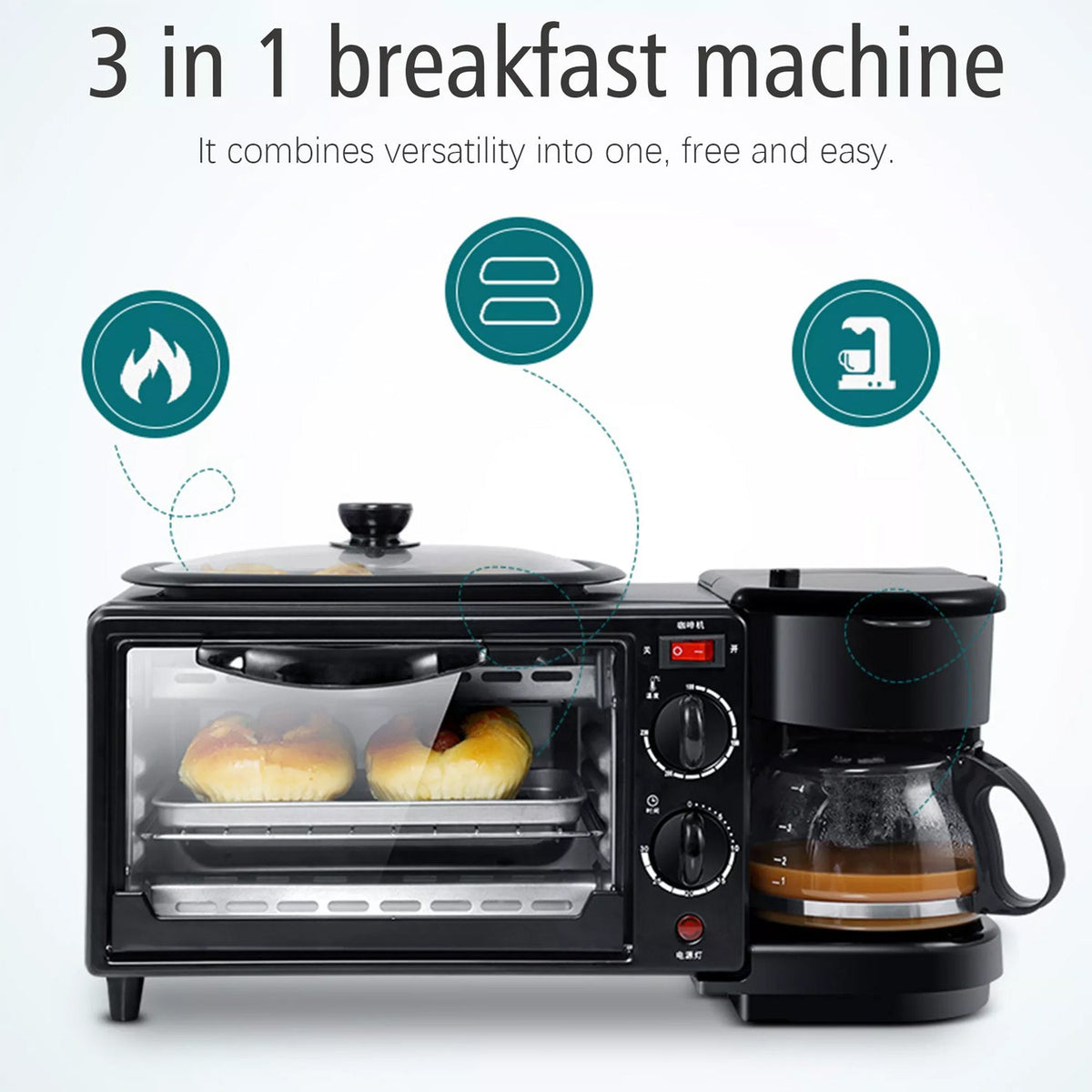3-in-1 Breakfast Maker – Toaster Oven, Grill & Coffee – view 12