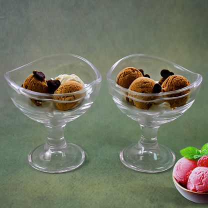 Glass Dessert Bowls – Elegant Footed set for Ice Cream