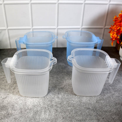 Plastic Bathroom Mugs – Transparent 1000 ml (Set of 4)