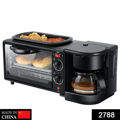 3-in-1 Breakfast Maker – Toaster Oven, Grill & Coffee