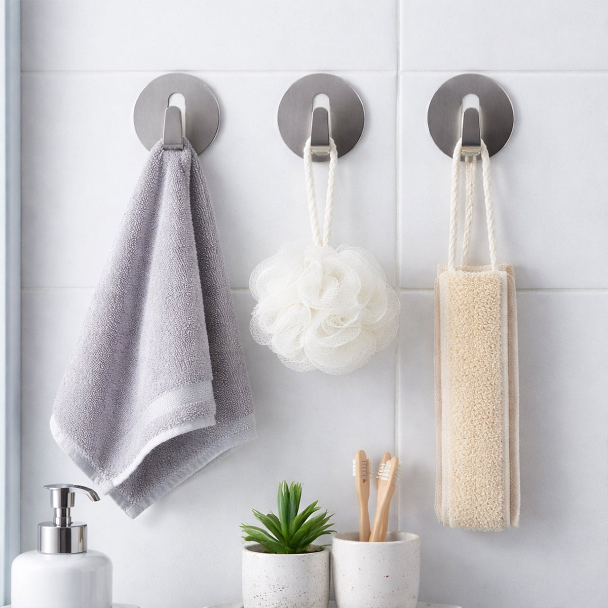 Stainless Steel Hooks – Waterproof Self-Adhesive