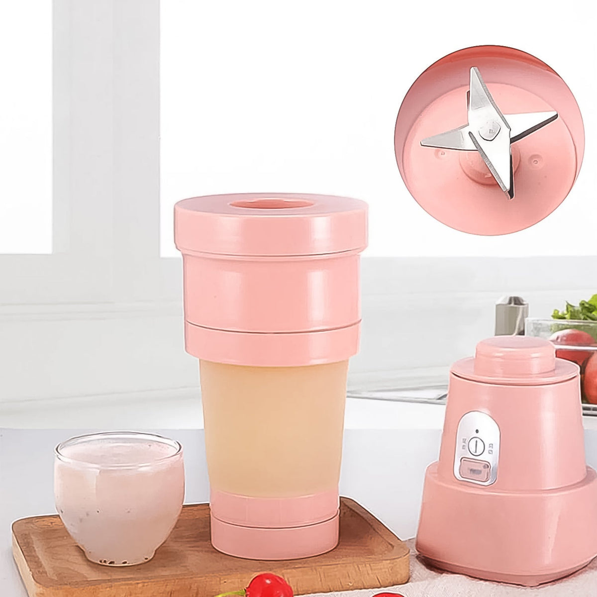 Portable Electric Juicer – 6 Blades 500ml Blender