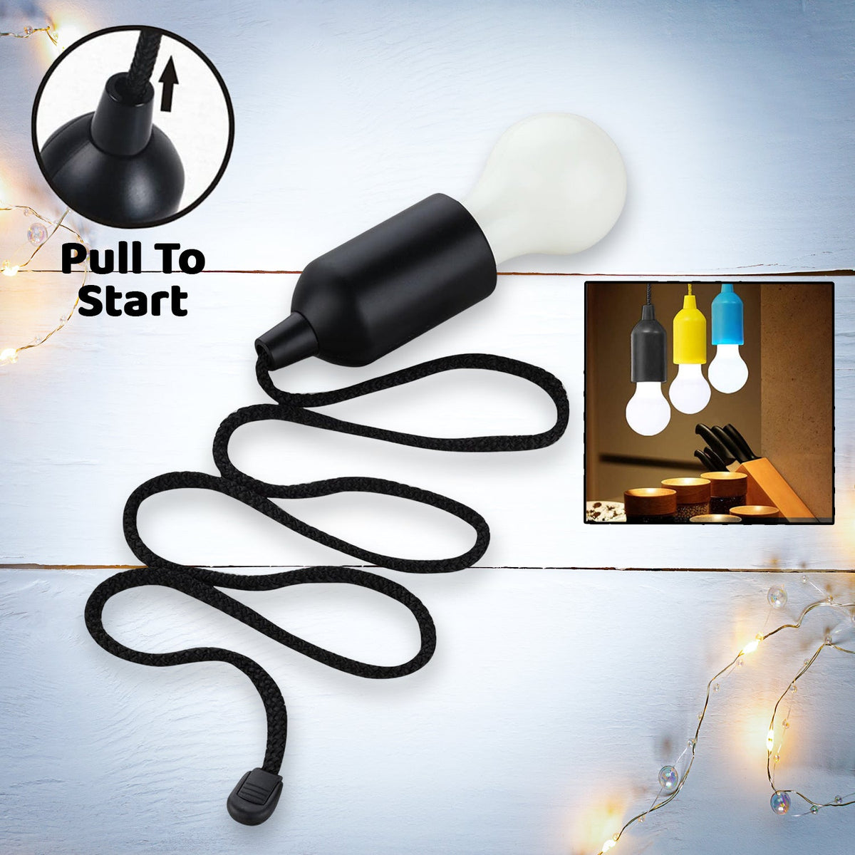 LED Pull Cord Light – Portable Battery Bulb