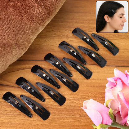 Metal Tik Tak Hair Clips – 12 pc Matt Black set