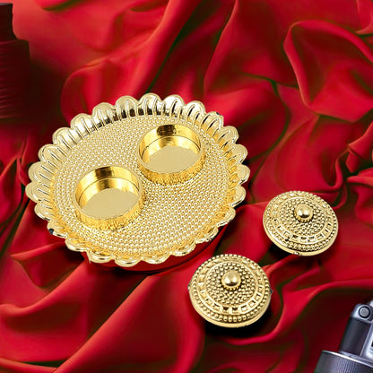 Puja Thali – Round Kumkum Holder for Festivals & Gifts