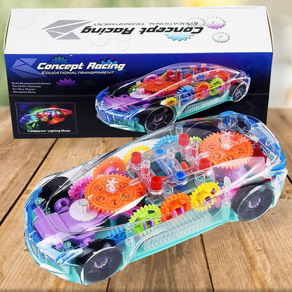 Gear Car Toy – Transparent, Musical & 3D Lights for Kids – close-up