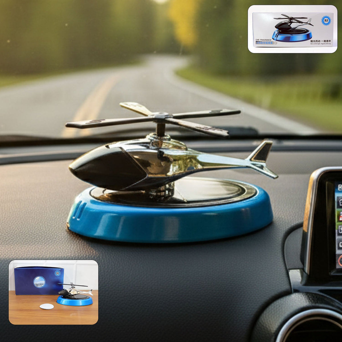 Helicopter Car Air Freshener – Stylish Rotating Dashboard – close-up