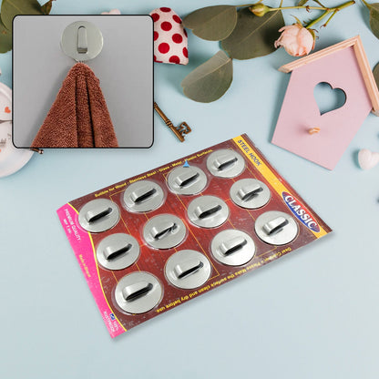 Self-Adhesive Wall Hooks – 12 pcs Steel Multipurpose