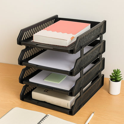 Office File Rack – 4-Layer Desktop Storage with Drawers