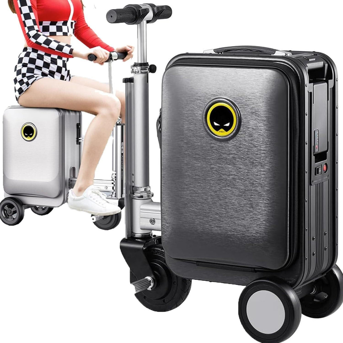Electric Scooter Suitcase – Rideable Smart Luggage – close-up