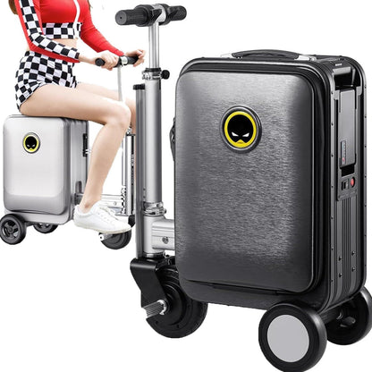 Electric Scooter Suitcase – Rideable Smart Luggage – close-up