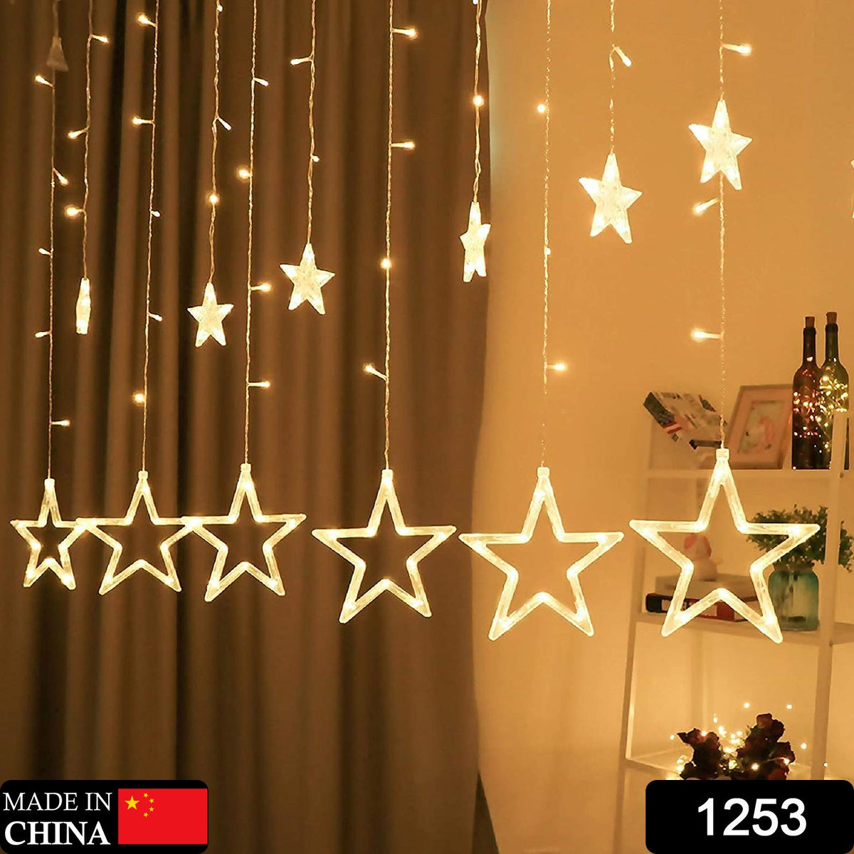 Star Curtain Lights – 12 LED Stars, 8 Flashing Modes – side view