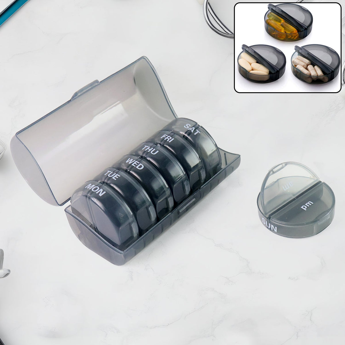 Weekly Pill Organizer – 7 Day AM/PM Medicine Box