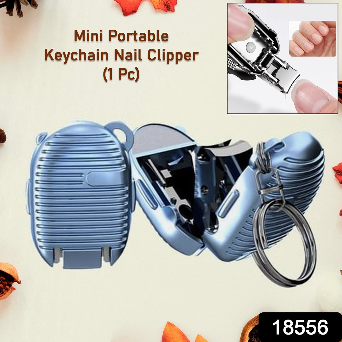 Keychain Nail Clipper – Portable Stainless Steel with File – side view