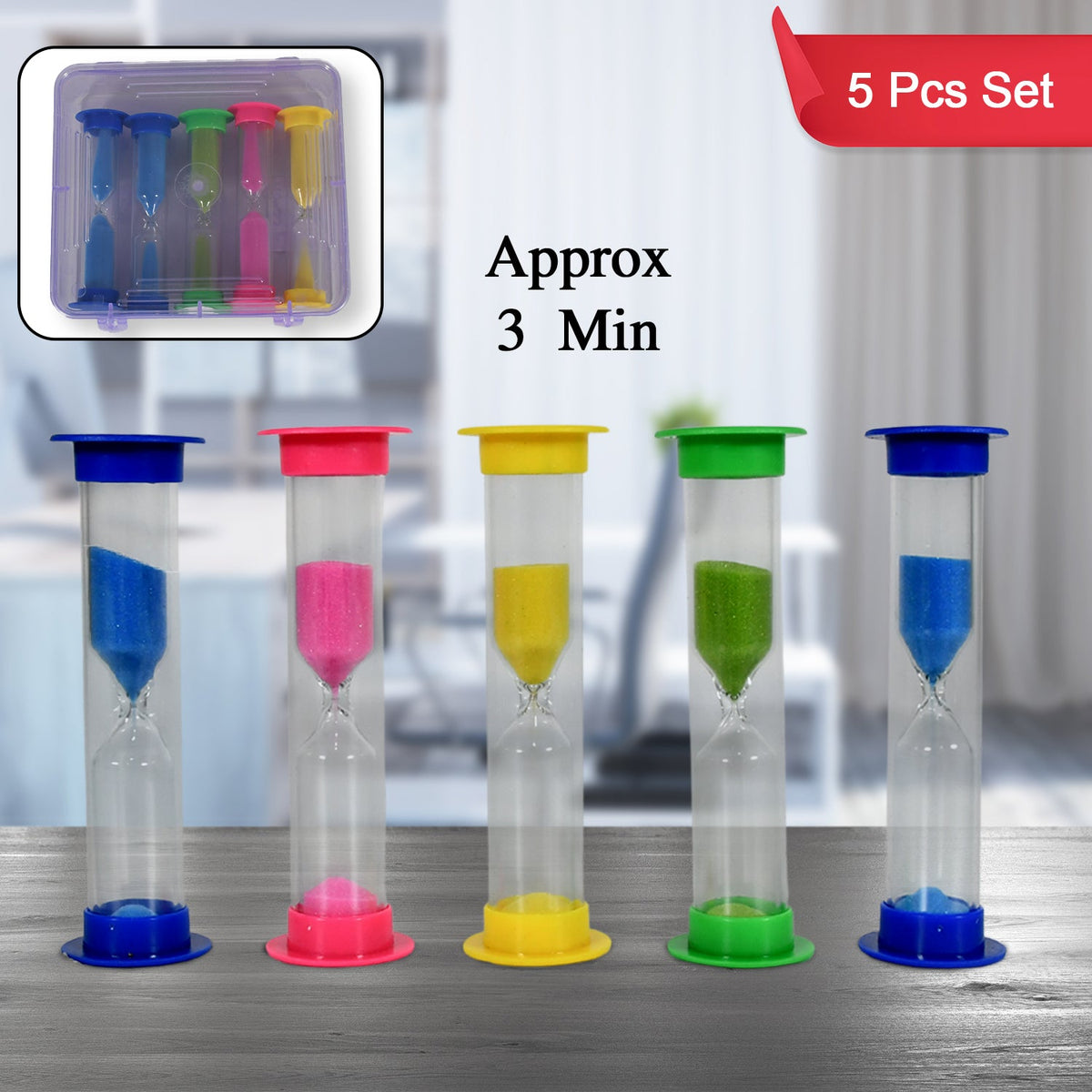 Sand Timer – 3-Minute Plastic Hourglass set – close-up