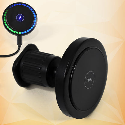 Magnetic Car Charger – Wireless Phone Mount with RGB Lights – close-up