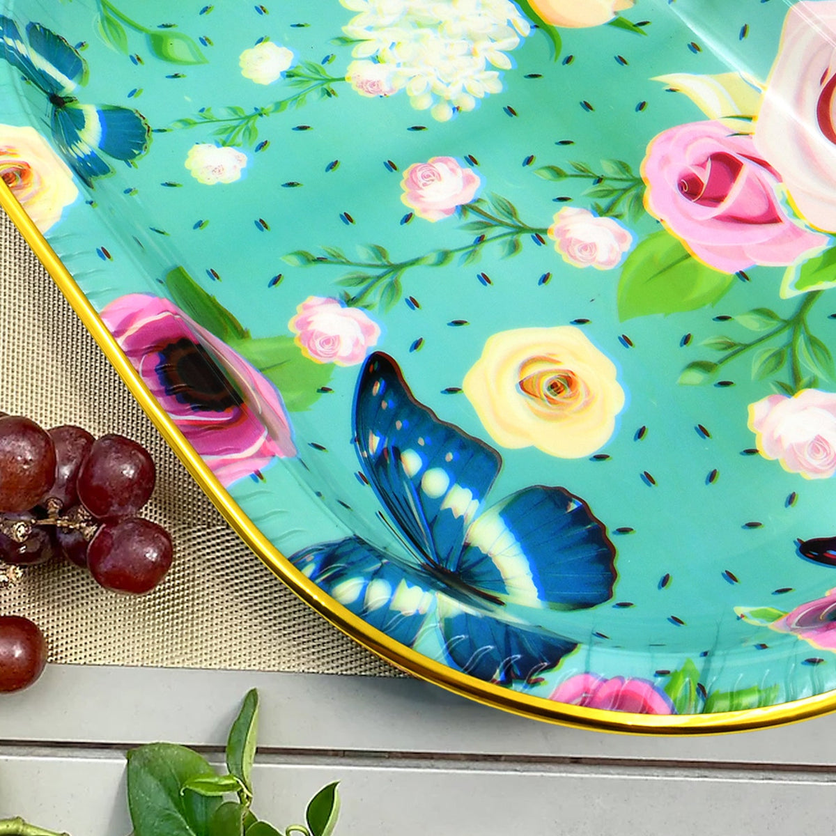 Plastic Serving Tray – Flower Print Design, 35x24cm – view 8