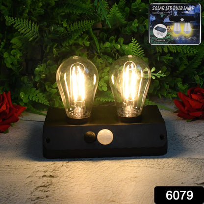 Solar LED Lamp – Double Bulb Outdoor Garden Light – side view