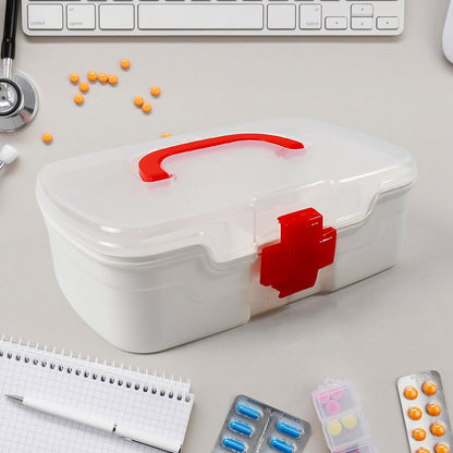 First Aid Box – 3-Compartment Portable Medicine Kit – close-up
