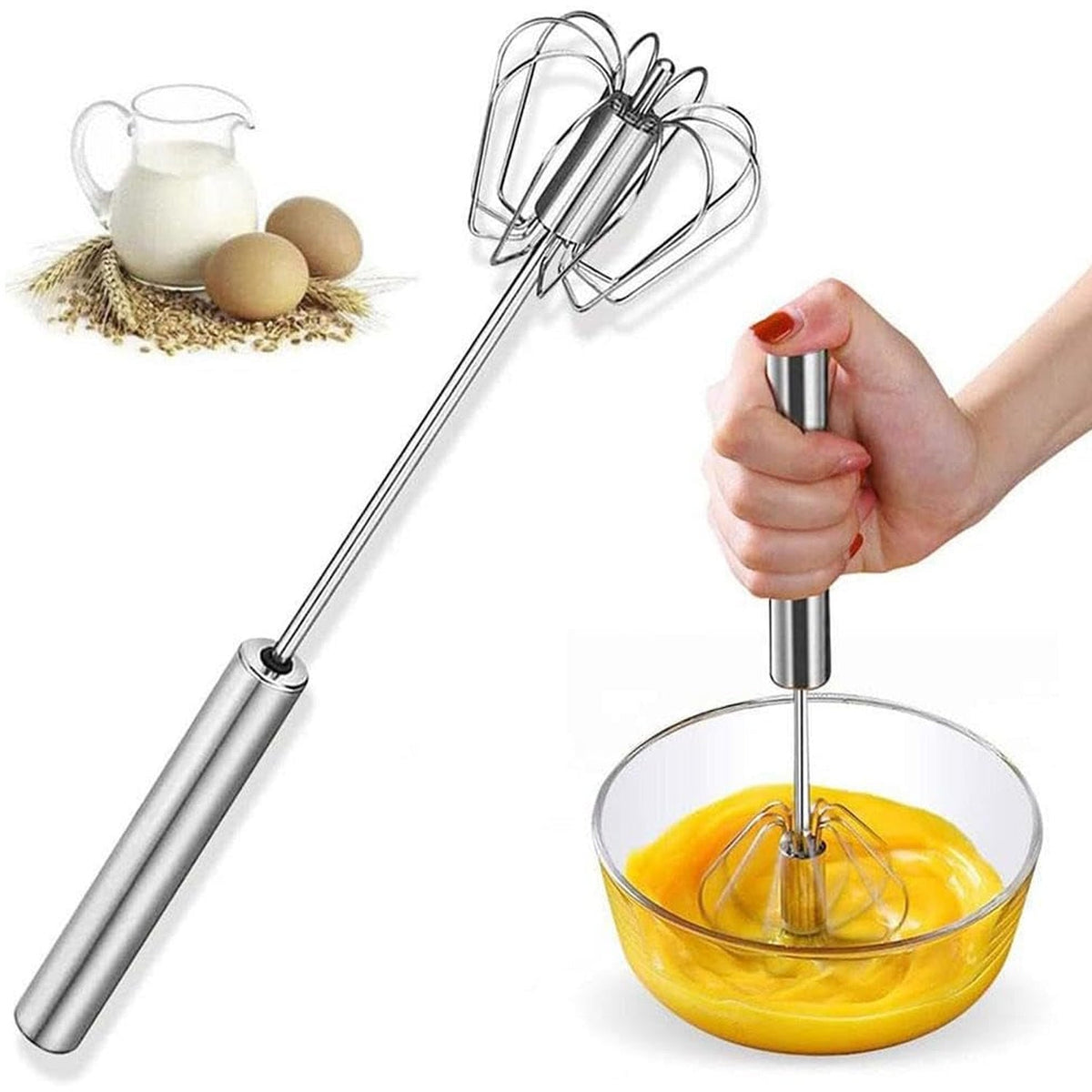Stainless Steel Egg Whisk – Hand Push Rotary – view 6