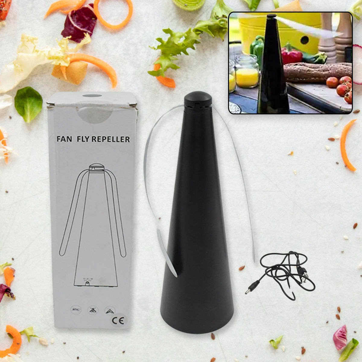 Fly Repellent Fan – Tabletop, Battery & USB – close-up