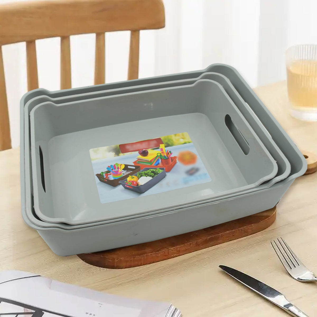 Plastic Storage Tray set of 3 – Multi-Purpose Organizer