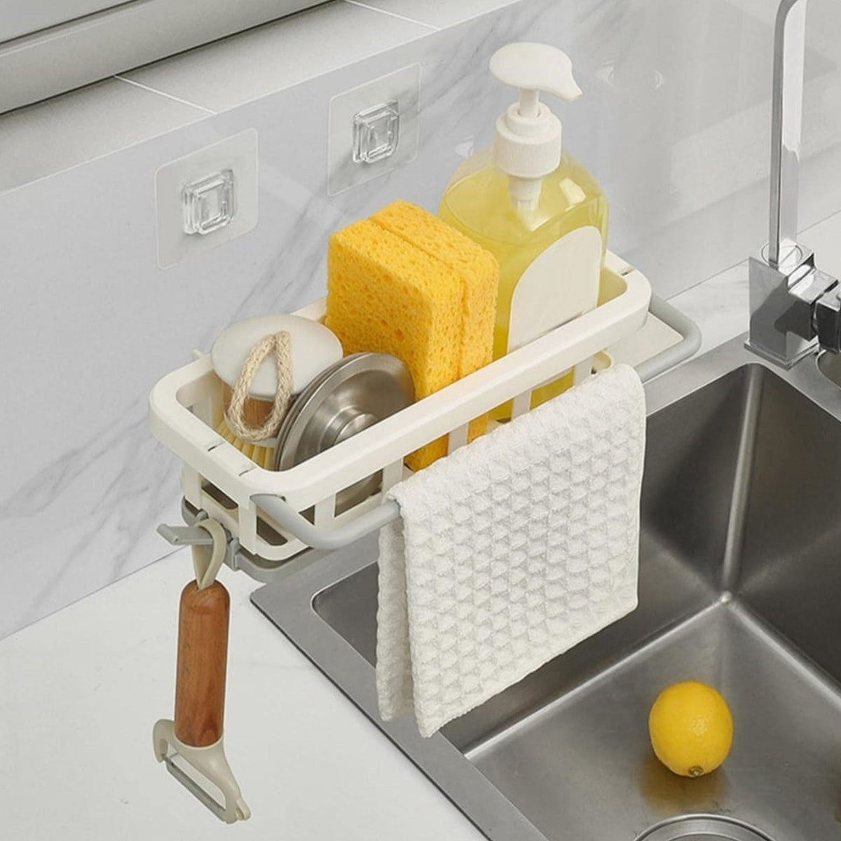 Kitchen Sink Organizer – Retractable Drain Rack – close-up