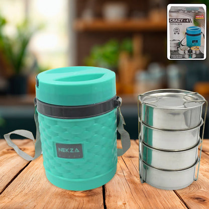 Insulated Tiffin – Stackable Stainless Steel Lunch Box – close-up