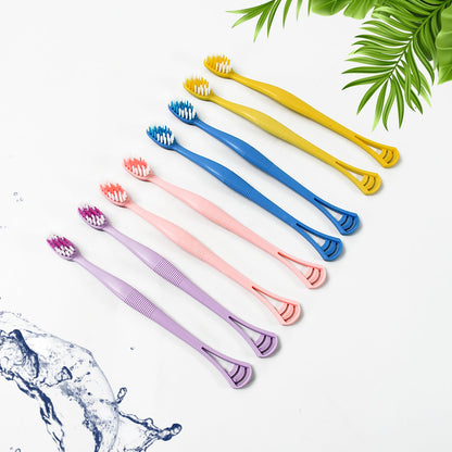 2-in-1 Toothbrush Tongue Scraper – Soft Bristles & 8 pcs – close-up