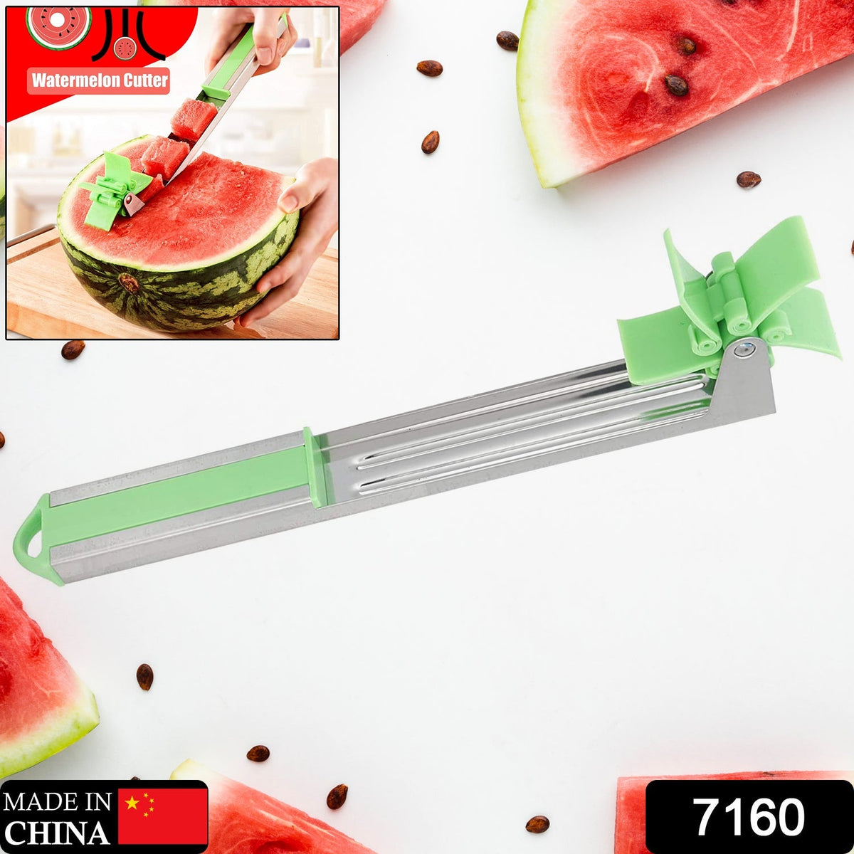 Watermelon Cutter – Stainless Steel Windmill Slicer – side view