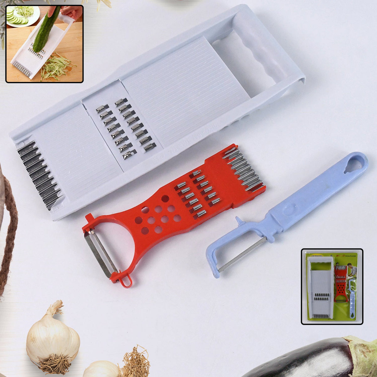 Kitchen Grater set – 3-Piece Grater, Slicer & Peeler Kit – close-up