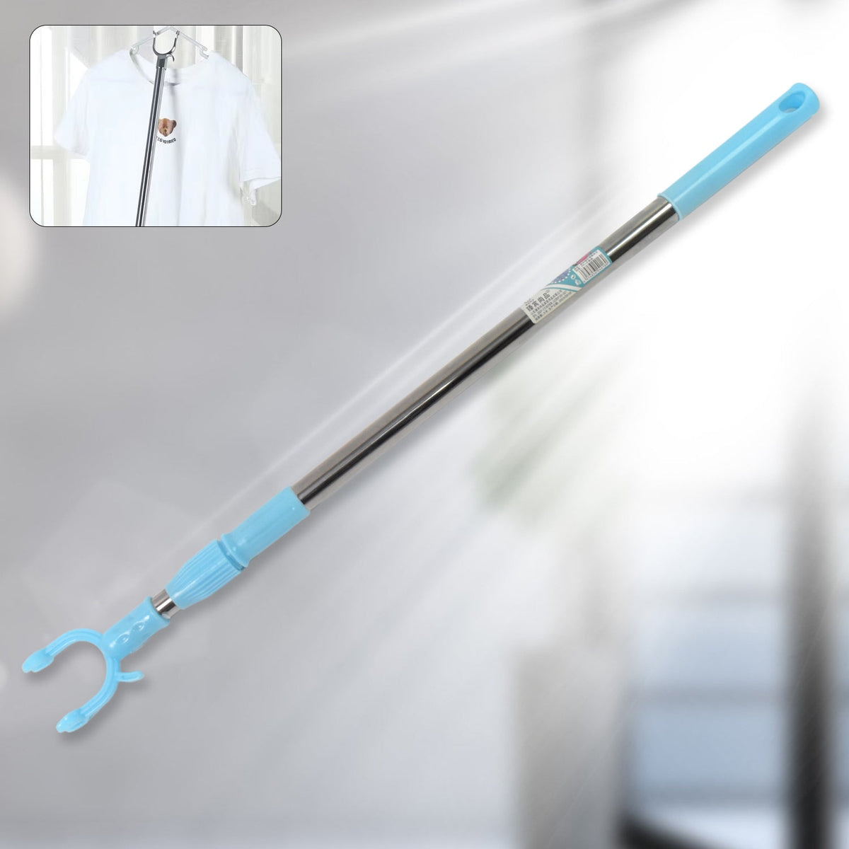 Telescopic Clothes Hanger Pole – Stainless Steel Extendable – close-up