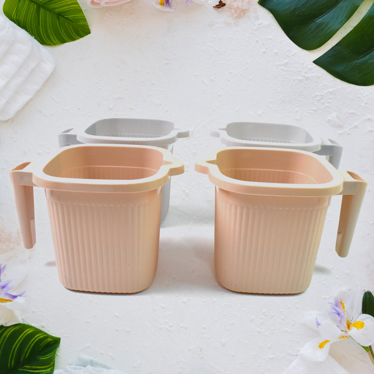 Plastic Bath Mug set – Square, 1000ml (4 Pc) – side view