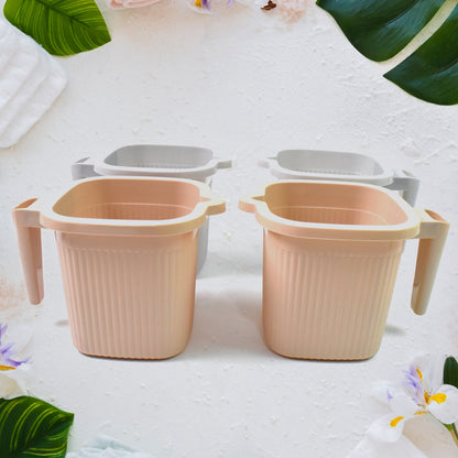 Plastic Bath Mug set – Square, 1000ml (4 Pc) – side view