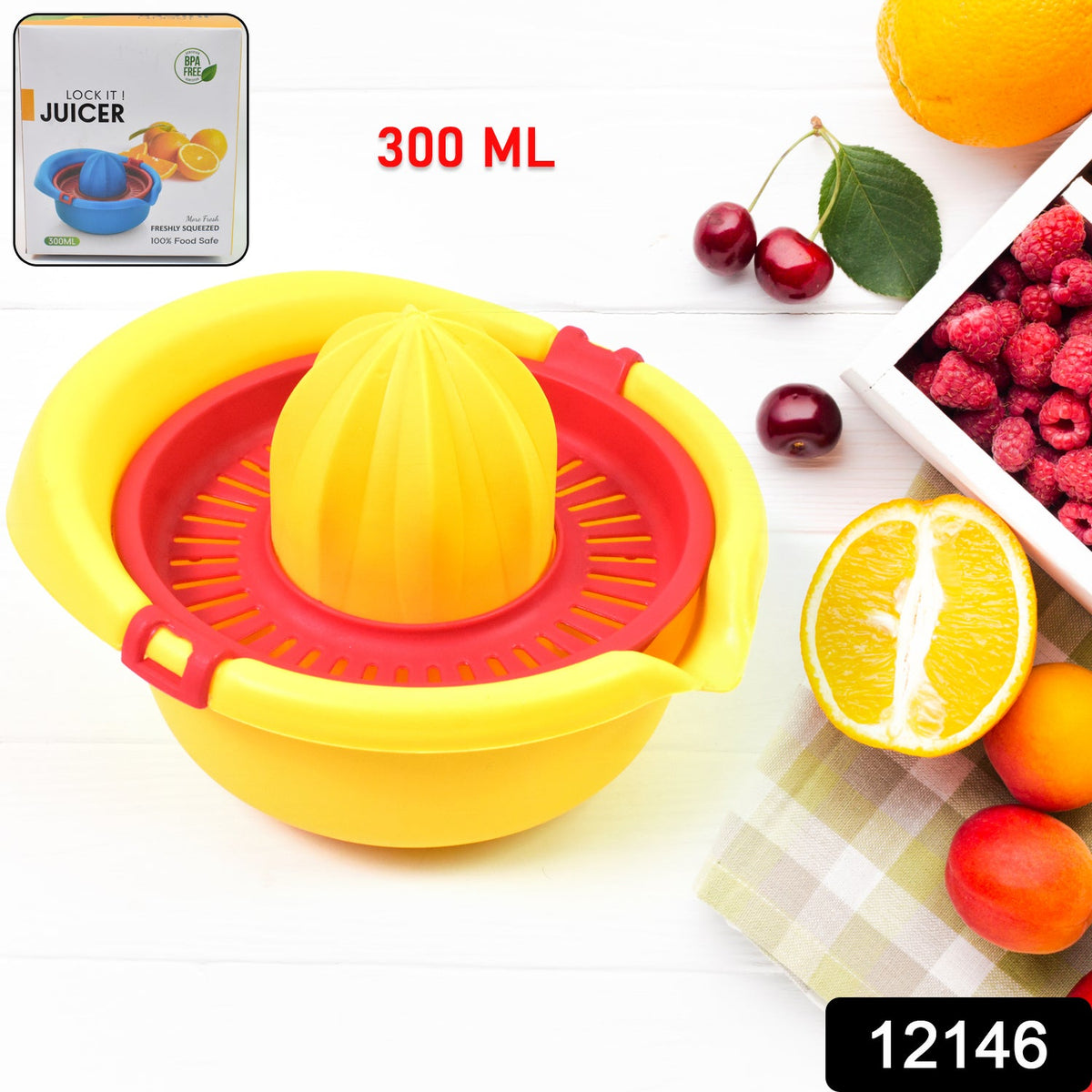 Orange Hand Press Juicer – Durable & Easy Clean – side view