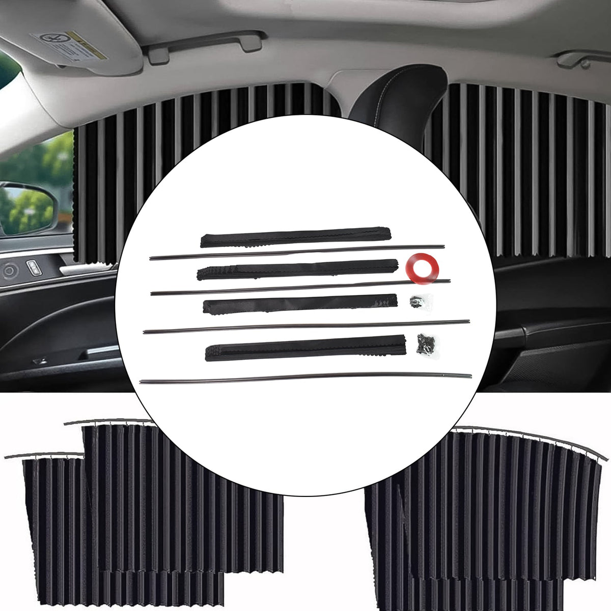 Car Window Sunshade – 4 pcs Magnetic set for UV & Privacy – close-up