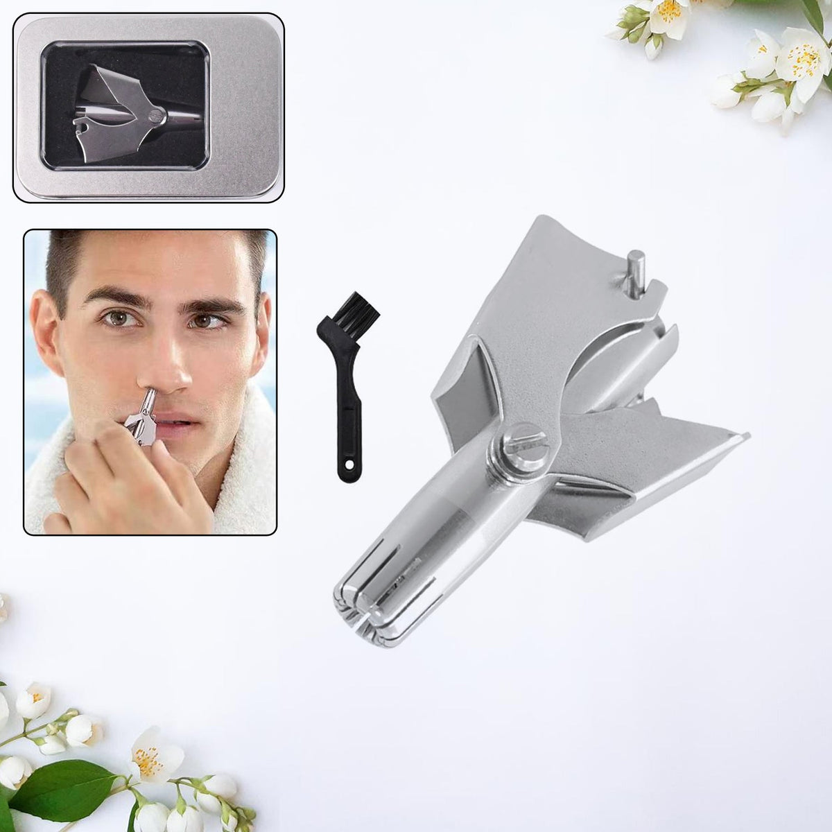 Nose Hair Remover – Painless Stainless Steel with Metal Case – alternate view